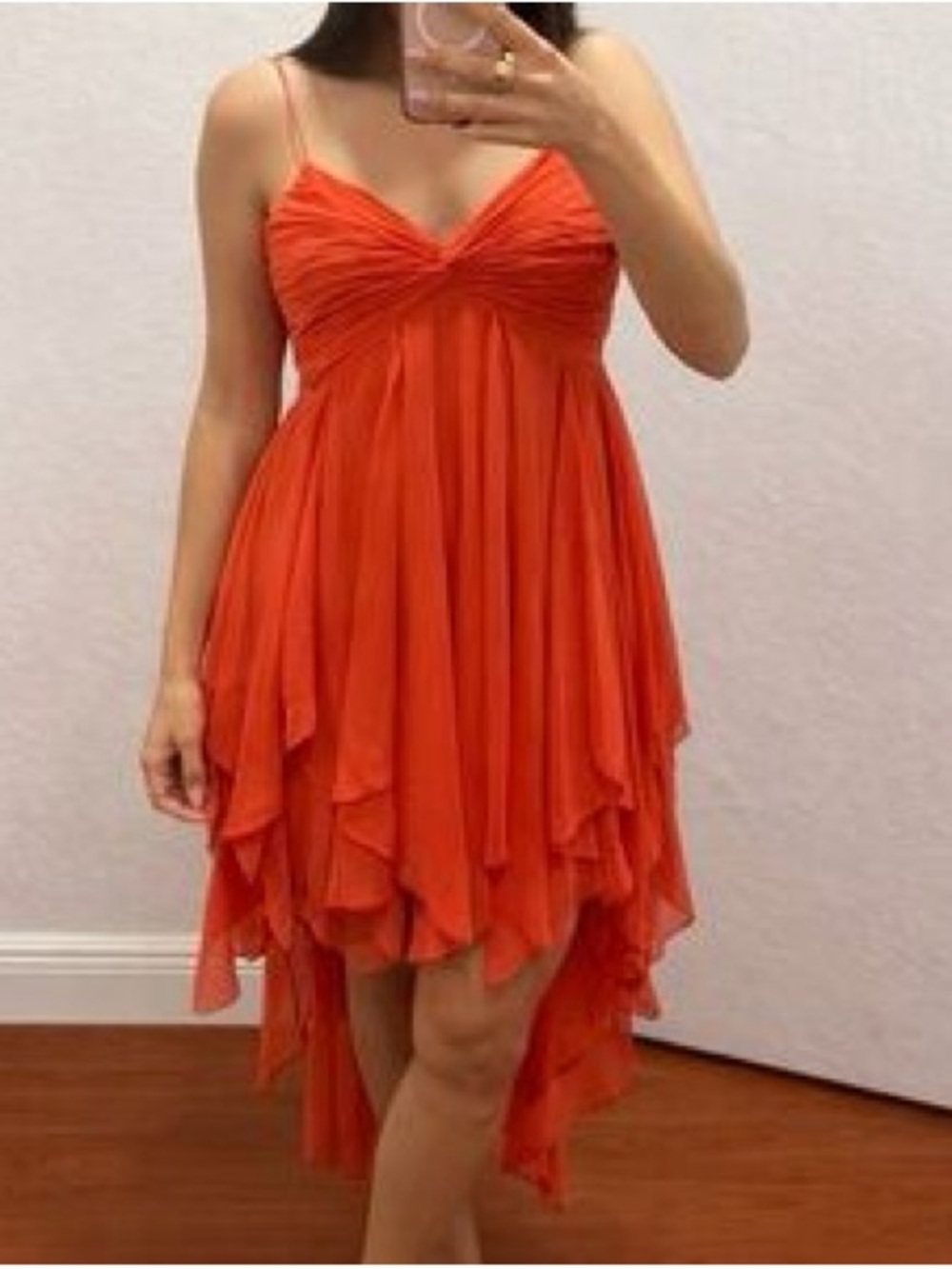 Coral vintage cache asymmetrical dress